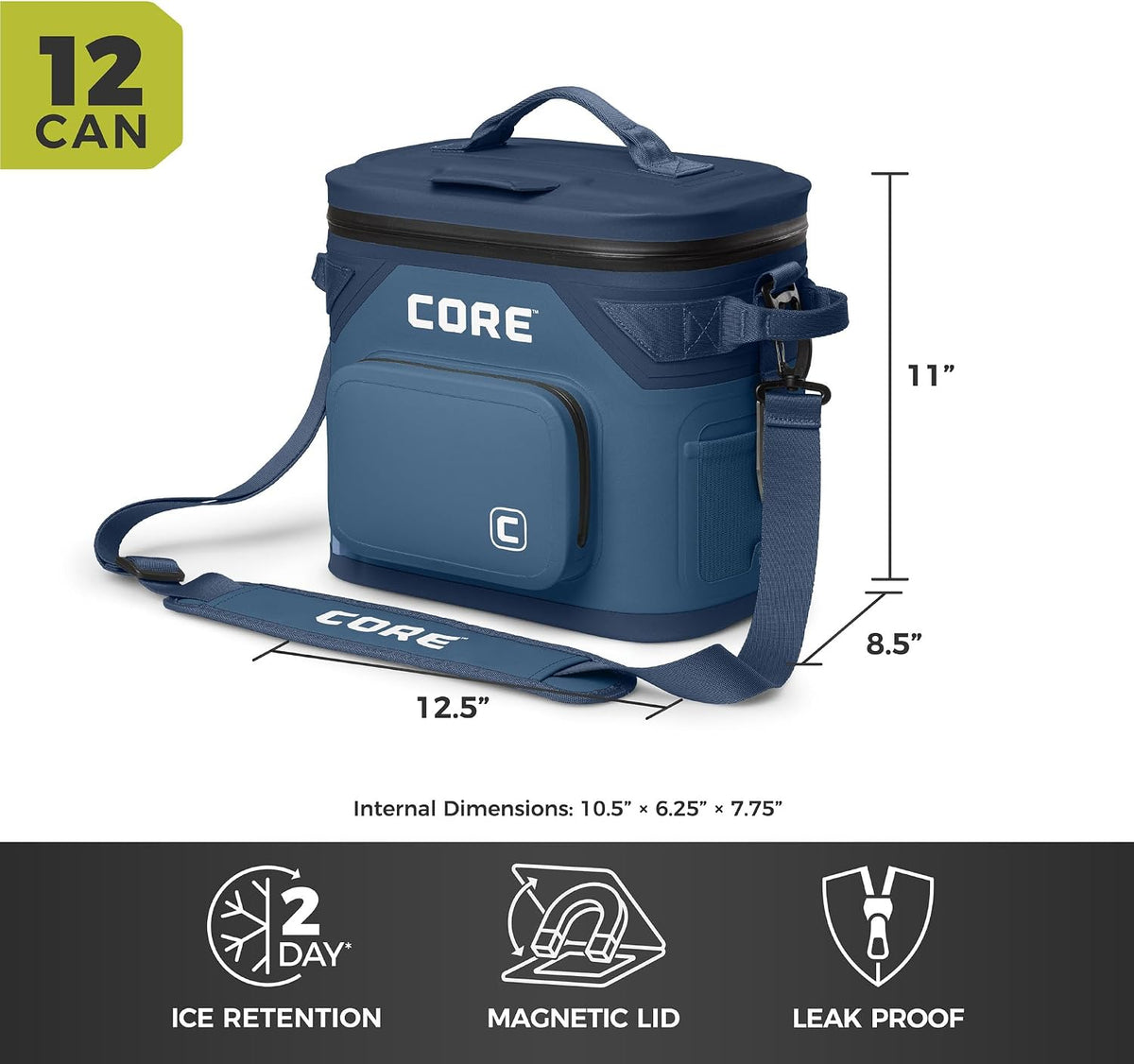 Magnetic Leak Proof Soft Cooler with Waterproof Zipper | Insulated Bag Portable Ice Chest Box | Best Soft Cooler for Food & Beverages for Tailgating, Car Camping, Travel, and Family Beach Picnics