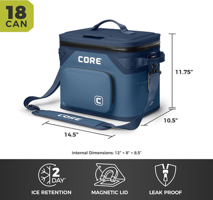 Magnetic Leak Proof Soft Cooler with Waterproof Zipper | Insulated Bag Portable Ice Chest Box | Best Soft Cooler for Food & Beverages for Tailgating, Car Camping, Travel, and Family Beach Picnics