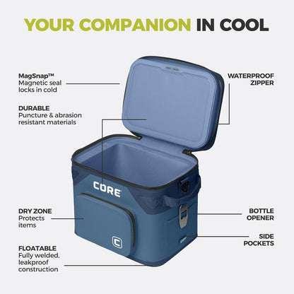 Magnetic Leak Proof Soft Cooler with Waterproof Zipper | Insulated Bag Portable Ice Chest Box | Best Soft Cooler for Food & Beverages for Tailgating, Car Camping, Travel, and Family Beach Picnics