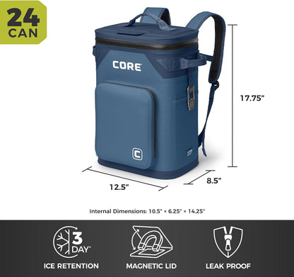 Magnetic Leak Proof Soft Cooler with Waterproof Zipper | Insulated Bag Portable Ice Chest Box | Best Soft Cooler for Food & Beverages for Tailgating, Car Camping, Travel, and Family Beach Picnics