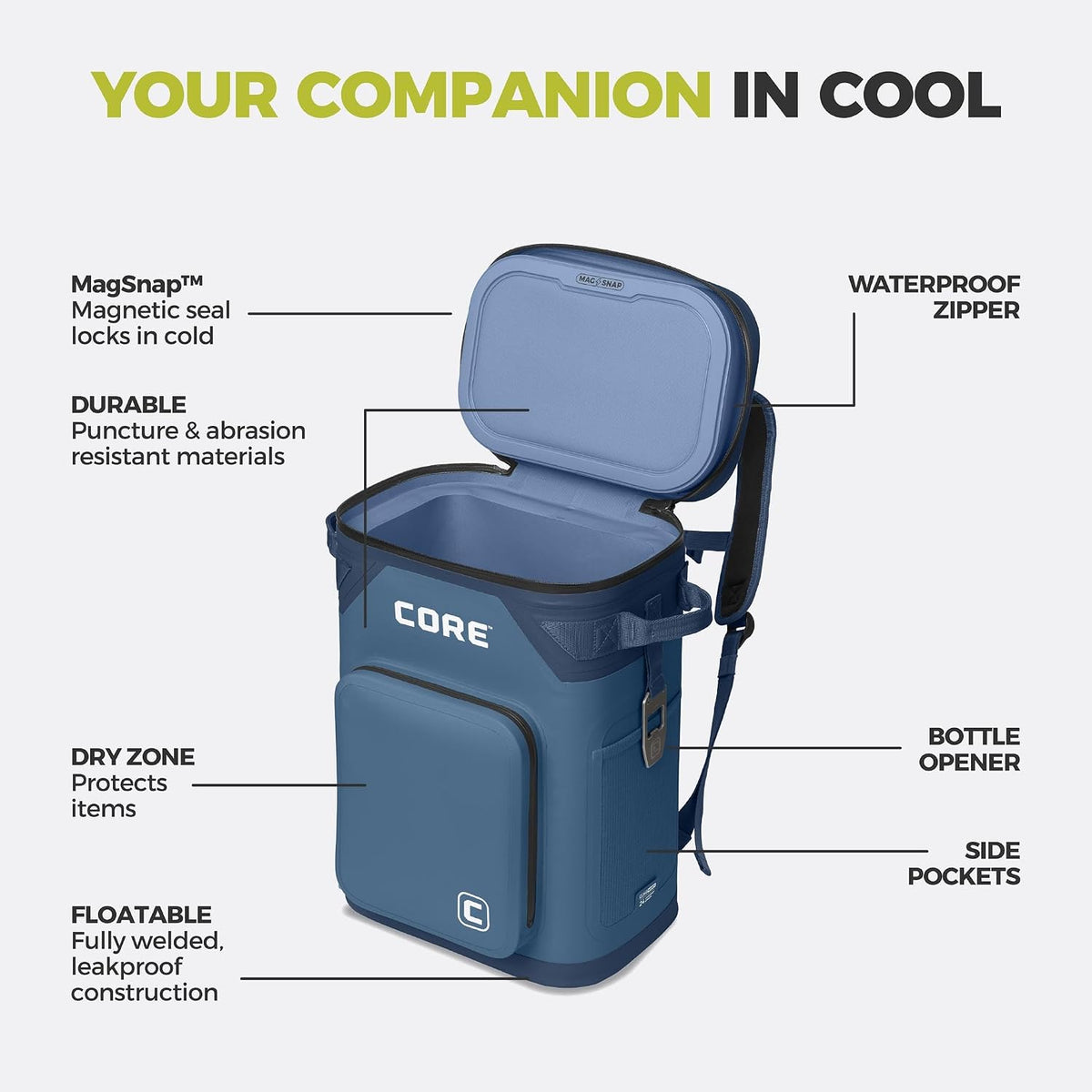 Magnetic Leak Proof Soft Cooler with Waterproof Zipper | Insulated Bag Portable Ice Chest Box | Best Soft Cooler for Food & Beverages for Tailgating, Car Camping, Travel, and Family Beach Picnics