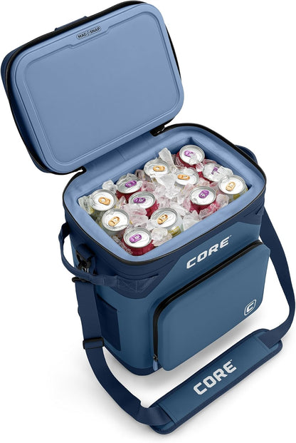 Magnetic Leak Proof Soft Cooler with Waterproof Zipper | Insulated Bag Portable Ice Chest Box | Best Soft Cooler for Food & Beverages for Tailgating, Car Camping, Travel, and Family Beach Picnics