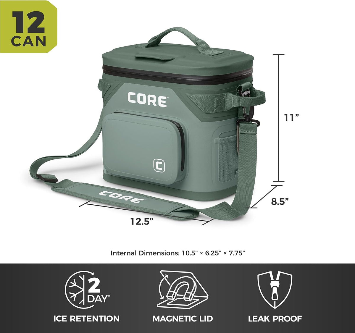 Magnetic Leak Proof Soft Cooler with Waterproof Zipper | Insulated Bag Portable Ice Chest Box | Best Soft Cooler for Food & Beverages for Tailgating, Car Camping, Travel, and Family Beach Picnics