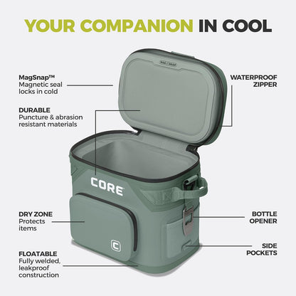 Magnetic Leak Proof Soft Cooler with Waterproof Zipper | Insulated Bag Portable Ice Chest Box | Best Soft Cooler for Food & Beverages for Tailgating, Car Camping, Travel, and Family Beach Picnics