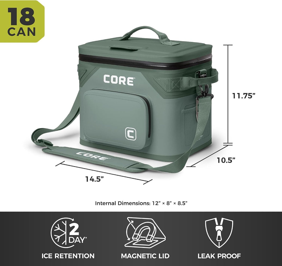 Magnetic Leak Proof Soft Cooler with Waterproof Zipper | Insulated Bag Portable Ice Chest Box | Best Soft Cooler for Food & Beverages for Tailgating, Car Camping, Travel, and Family Beach Picnics