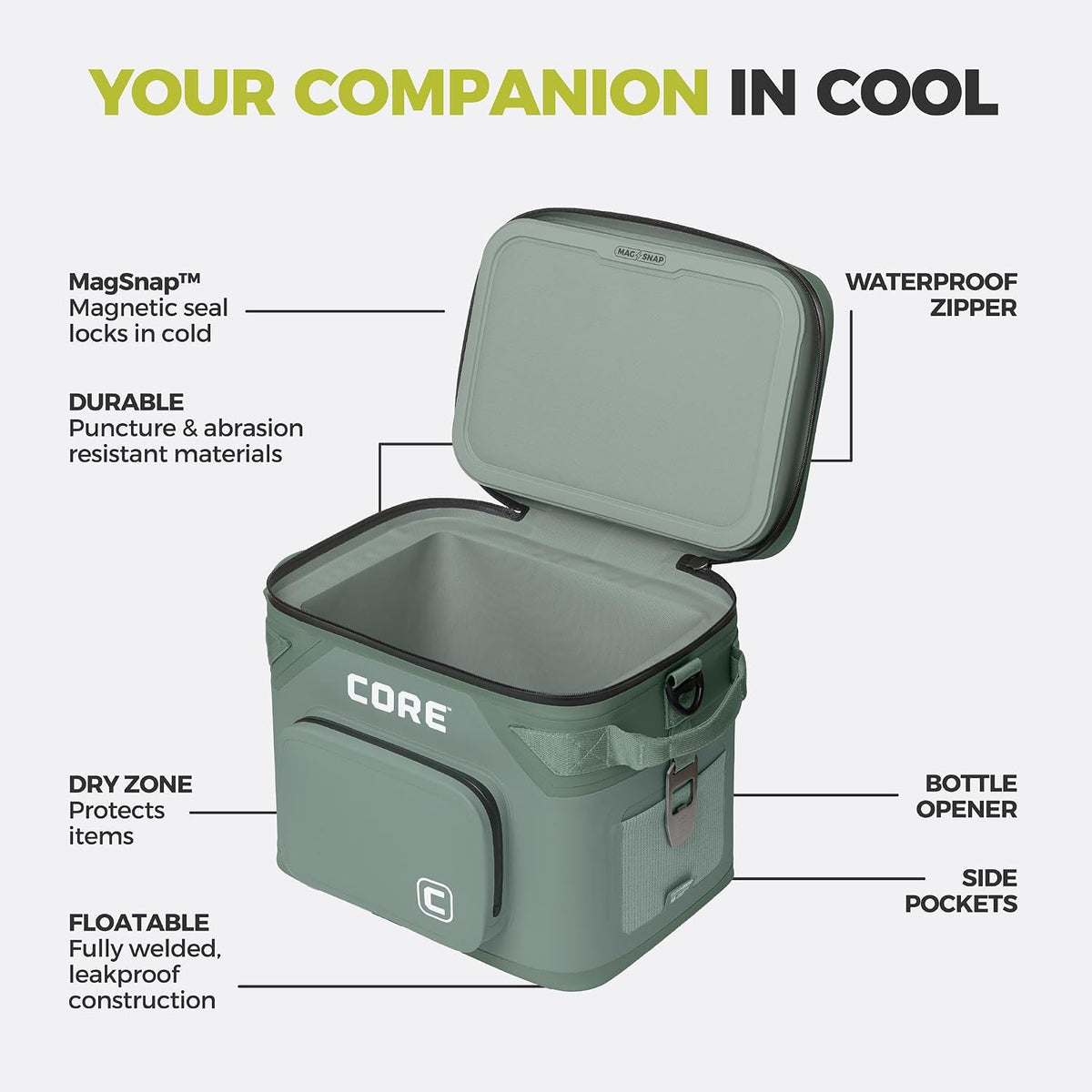 Magnetic Leak Proof Soft Cooler with Waterproof Zipper | Insulated Bag Portable Ice Chest Box | Best Soft Cooler for Food & Beverages for Tailgating, Car Camping, Travel, and Family Beach Picnics