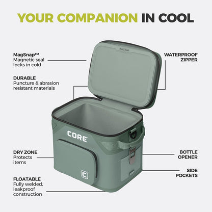Magnetic Leak Proof Soft Cooler with Waterproof Zipper | Insulated Bag Portable Ice Chest Box | Best Soft Cooler for Food & Beverages for Tailgating, Car Camping, Travel, and Family Beach Picnics