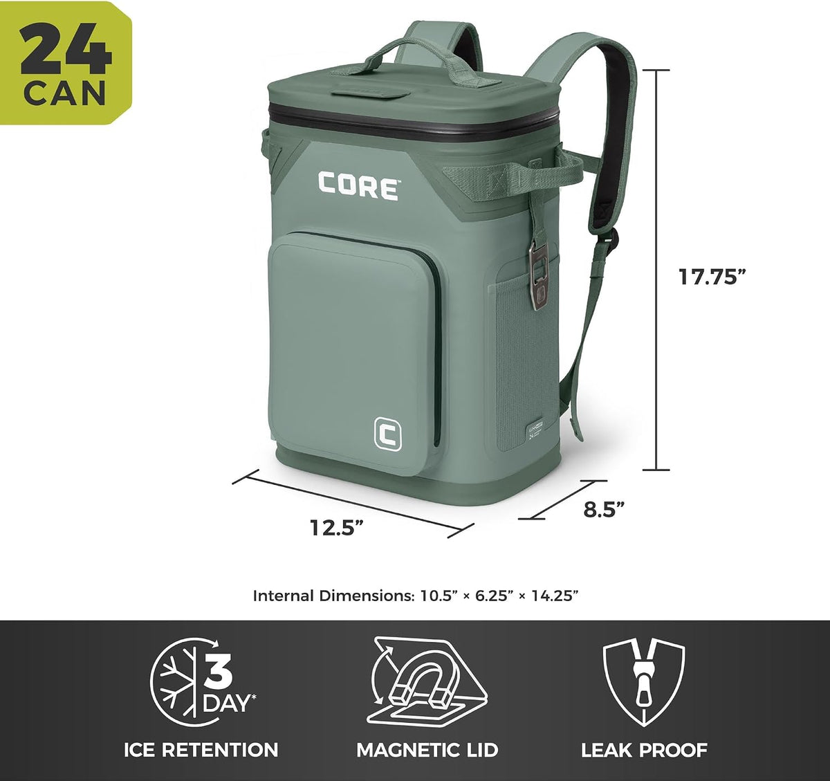 Magnetic Leak Proof Soft Cooler with Waterproof Zipper | Insulated Bag Portable Ice Chest Box | Best Soft Cooler for Food & Beverages for Tailgating, Car Camping, Travel, and Family Beach Picnics