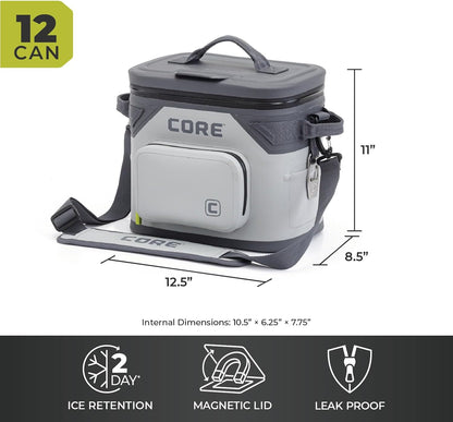 Magnetic Leak Proof Soft Cooler with Waterproof Zipper | Insulated Bag Portable Ice Chest Box | Best Soft Cooler for Food & Beverages for Tailgating, Car Camping, Travel, and Family Beach Picnics