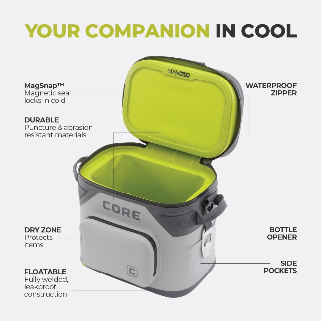 Magnetic Leak Proof Soft Cooler with Waterproof Zipper | Insulated Bag Portable Ice Chest Box | Best Soft Cooler for Food & Beverages for Tailgating, Car Camping, Travel, and Family Beach Picnics