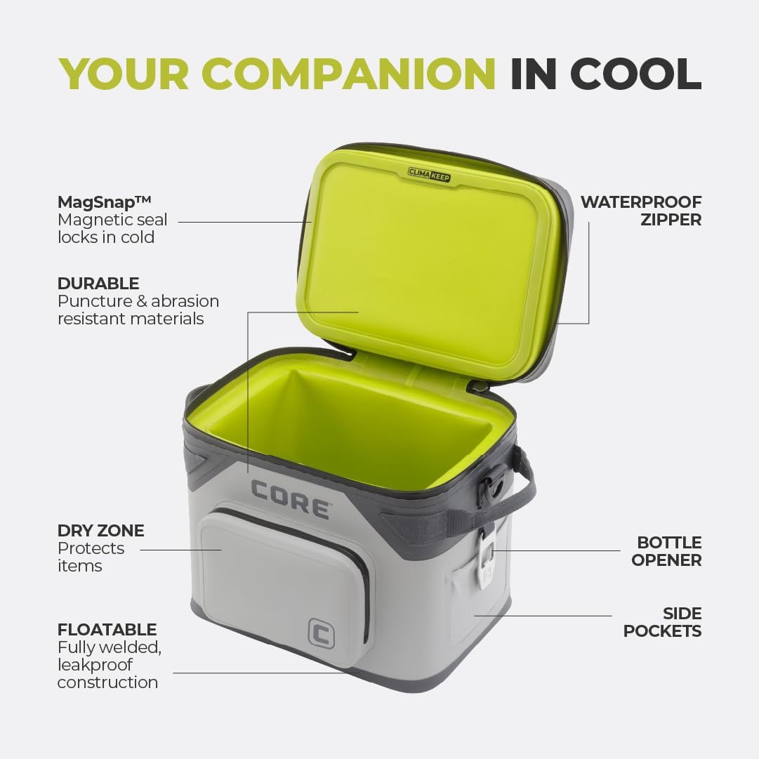 Magnetic Leak Proof Soft Cooler with Waterproof Zipper | Insulated Bag Portable Ice Chest Box | Best Soft Cooler for Food & Beverages for Tailgating, Car Camping, Travel, and Family Beach Picnics