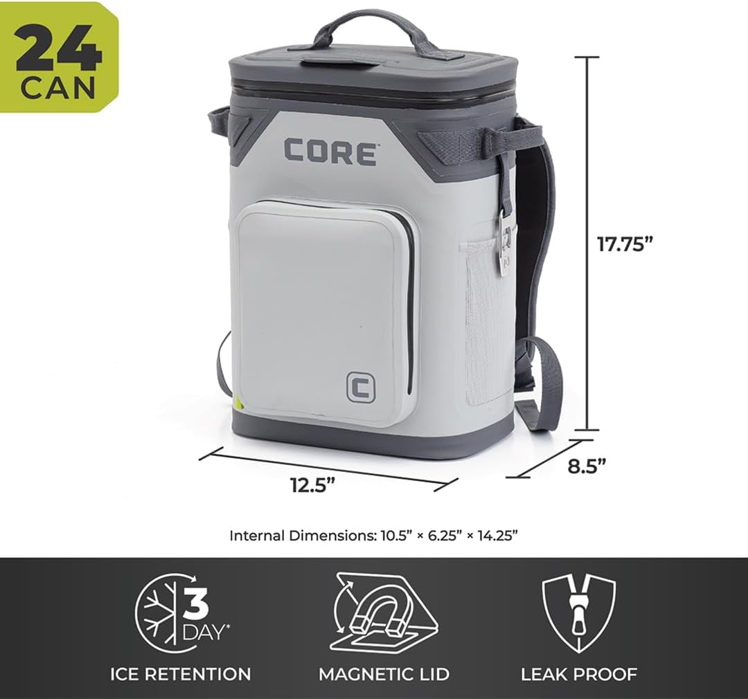 Magnetic Leak Proof Soft Cooler with Waterproof Zipper | Insulated Bag Portable Ice Chest Box | Best Soft Cooler for Food & Beverages for Tailgating, Car Camping, Travel, and Family Beach Picnics