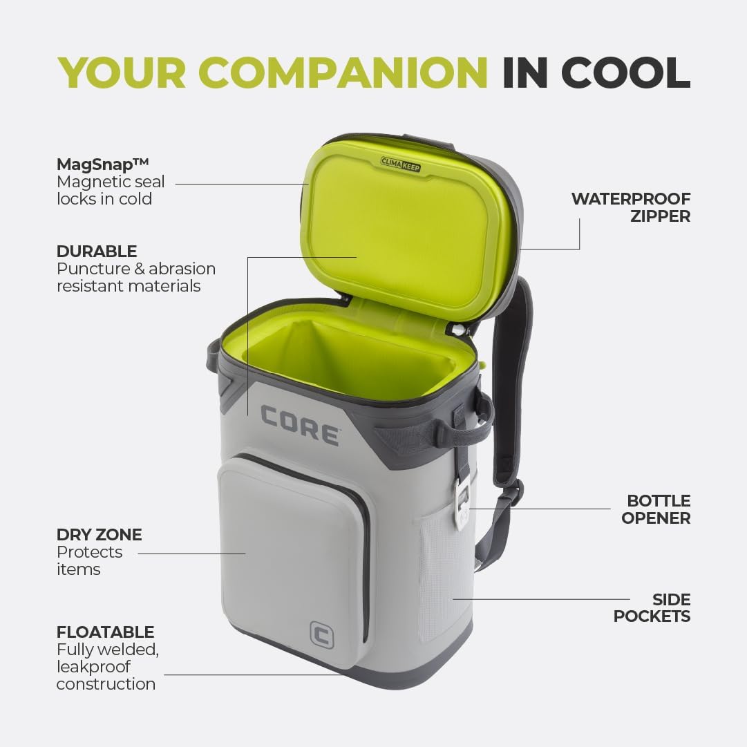 Magnetic Leak Proof Soft Cooler with Waterproof Zipper | Insulated Bag Portable Ice Chest Box | Best Soft Cooler for Food & Beverages for Tailgating, Car Camping, Travel, and Family Beach Picnics