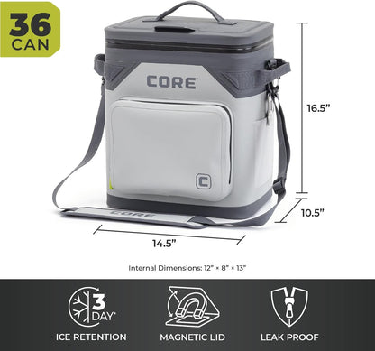 Magnetic Leak Proof Soft Cooler with Waterproof Zipper | Insulated Bag Portable Ice Chest Box | Best Soft Cooler for Food & Beverages for Tailgating, Car Camping, Travel, and Family Beach Picnics