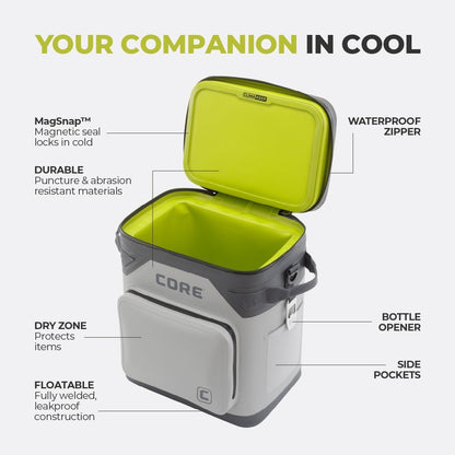 Magnetic Leak Proof Soft Cooler with Waterproof Zipper | Insulated Bag Portable Ice Chest Box | Best Soft Cooler for Food & Beverages for Tailgating, Car Camping, Travel, and Family Beach Picnics