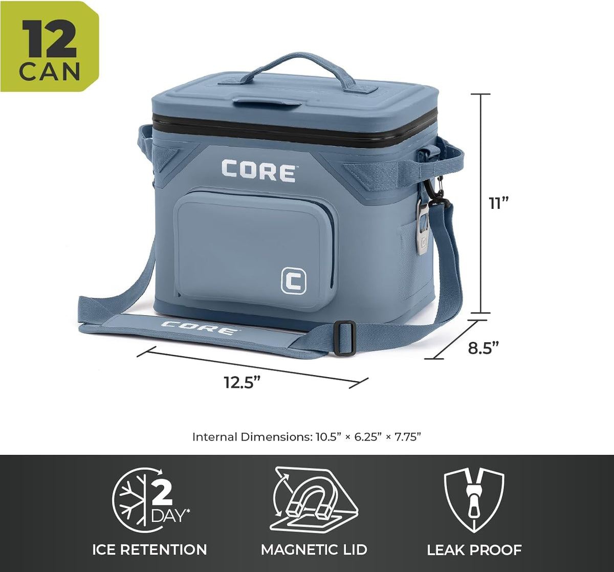 Magnetic Leak Proof Soft Cooler with Waterproof Zipper | Insulated Bag Portable Ice Chest Box | Best Soft Cooler for Food & Beverages for Tailgating, Car Camping, Travel, and Family Beach Picnics
