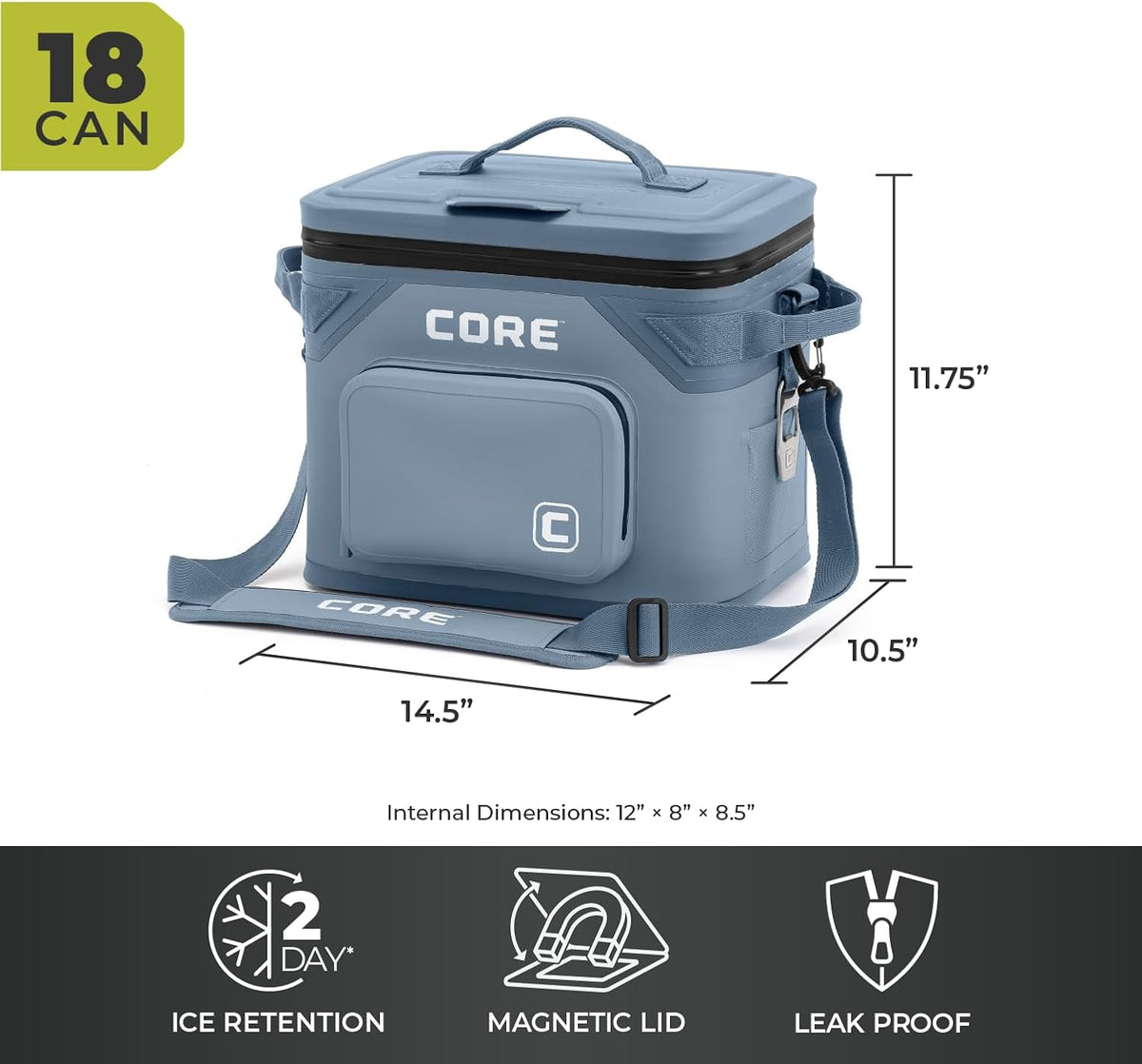 Magnetic Leak Proof Soft Cooler with Waterproof Zipper | Insulated Bag Portable Ice Chest Box | Best Soft Cooler for Food & Beverages for Tailgating, Car Camping, Travel, and Family Beach Picnics