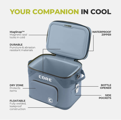 Magnetic Leak Proof Soft Cooler with Waterproof Zipper | Insulated Bag Portable Ice Chest Box | Best Soft Cooler for Food & Beverages for Tailgating, Car Camping, Travel, and Family Beach Picnics