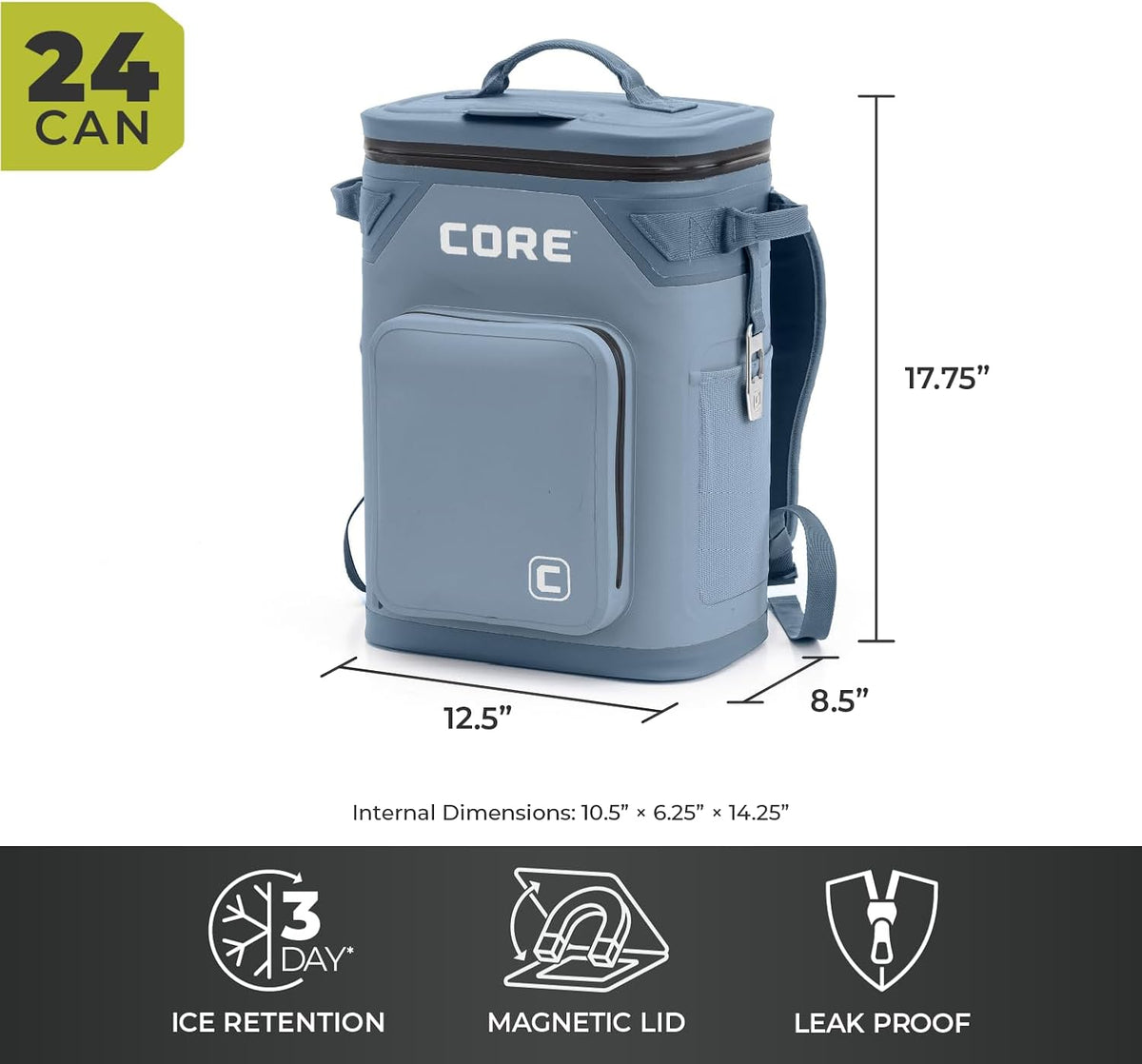 Magnetic Leak Proof Soft Cooler with Waterproof Zipper | Insulated Bag Portable Ice Chest Box | Best Soft Cooler for Food & Beverages for Tailgating, Car Camping, Travel, and Family Beach Picnics