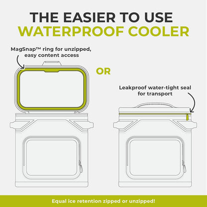 Magnetic Leak Proof Soft Cooler with Waterproof Zipper | Insulated Bag Portable Ice Chest Box | Best Soft Cooler for Food & Beverages for Tailgating, Car Camping, Travel, and Family Beach Picnics