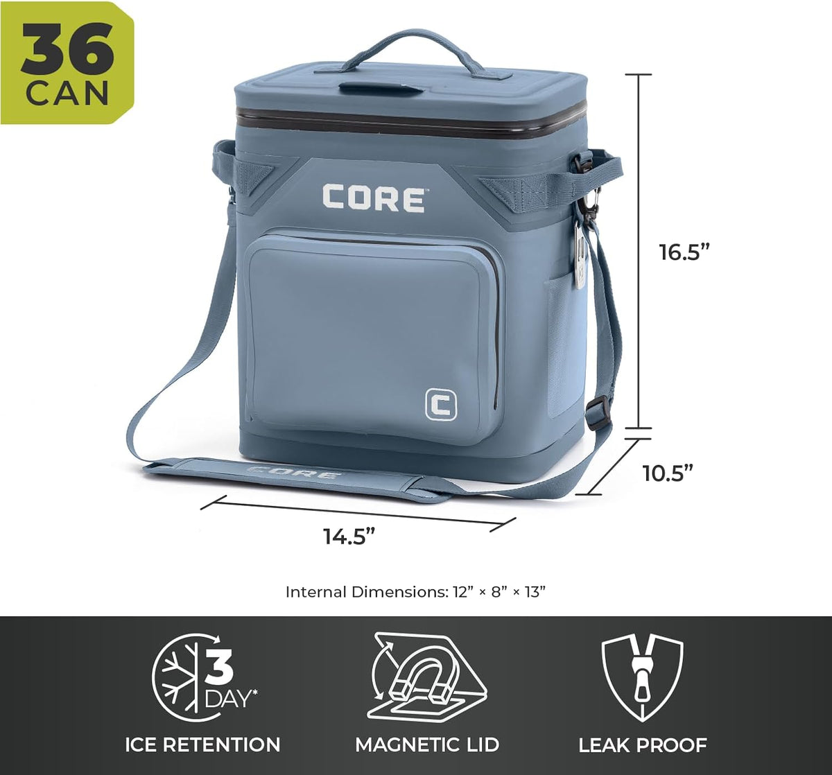 Magnetic Leak Proof Soft Cooler with Waterproof Zipper | Insulated Bag Portable Ice Chest Box | Best Soft Cooler for Food & Beverages for Tailgating, Car Camping, Travel, and Family Beach Picnics