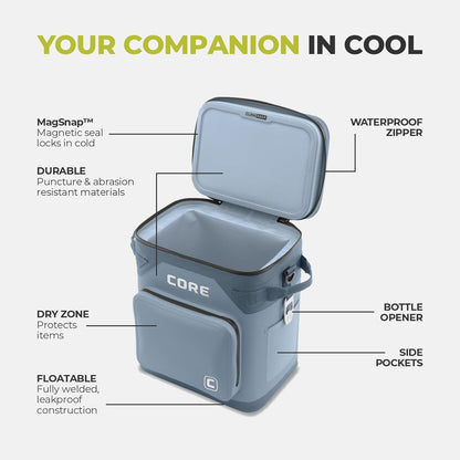Magnetic Leak Proof Soft Cooler with Waterproof Zipper | Insulated Bag Portable Ice Chest Box | Best Soft Cooler for Food & Beverages for Tailgating, Car Camping, Travel, and Family Beach Picnics
