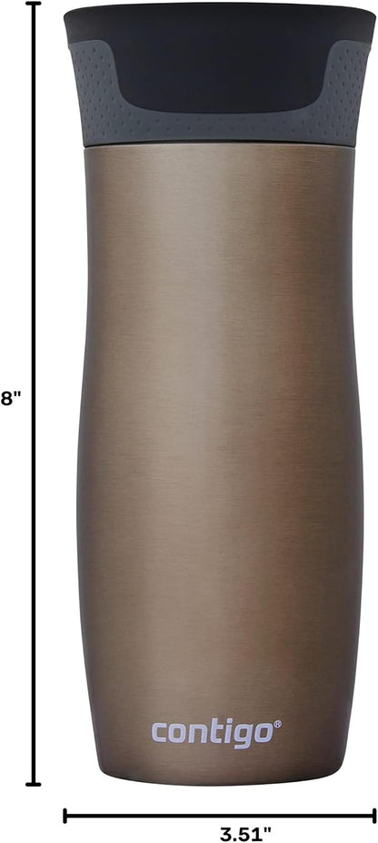 West Loop Autoseal Travel Mug, Stainless Steel Thermal Mug, Vacuum Flask, Leakproof Tumbler, Coffee Mug with BPA-Free Easy-Clean Lid