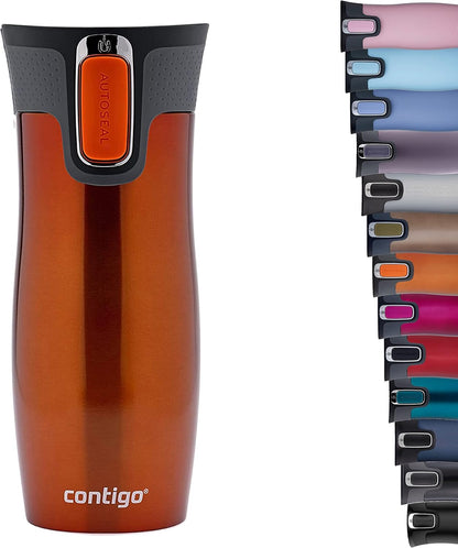 West Loop Autoseal Travel Mug, Stainless Steel Thermal Mug, Vacuum Flask, Leakproof Tumbler, Coffee Mug with BPA-Free Easy-Clean Lid