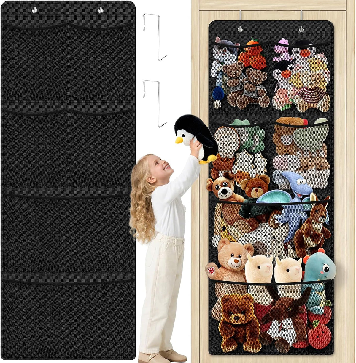 Stuffed Animal Storage, Large Over the Door Organizer, White