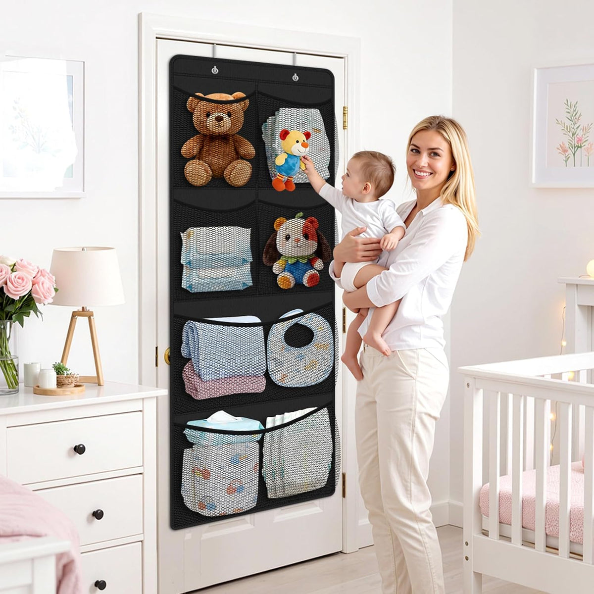 Stuffed Animal Storage, Large Over the Door Organizer, White