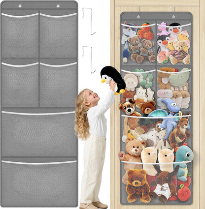 Stuffed Animal Storage, Large Over the Door Organizer, White