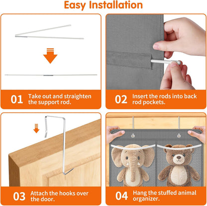 Stuffed Animal Storage, Large Over the Door Organizer, White