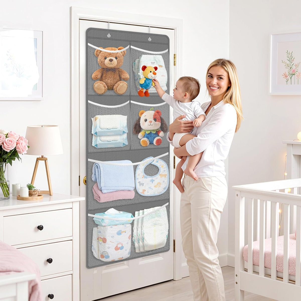 Stuffed Animal Storage, Large Over the Door Organizer, White