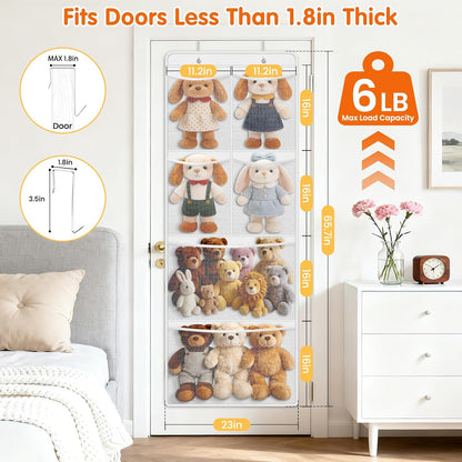 Stuffed Animal Storage, Large Over the Door Organizer, White