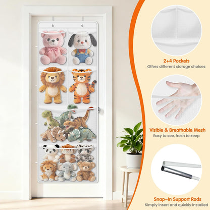 Stuffed Animal Storage, Large Over the Door Organizer, White