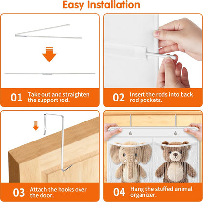 Stuffed Animal Storage, Large Over the Door Organizer, White
