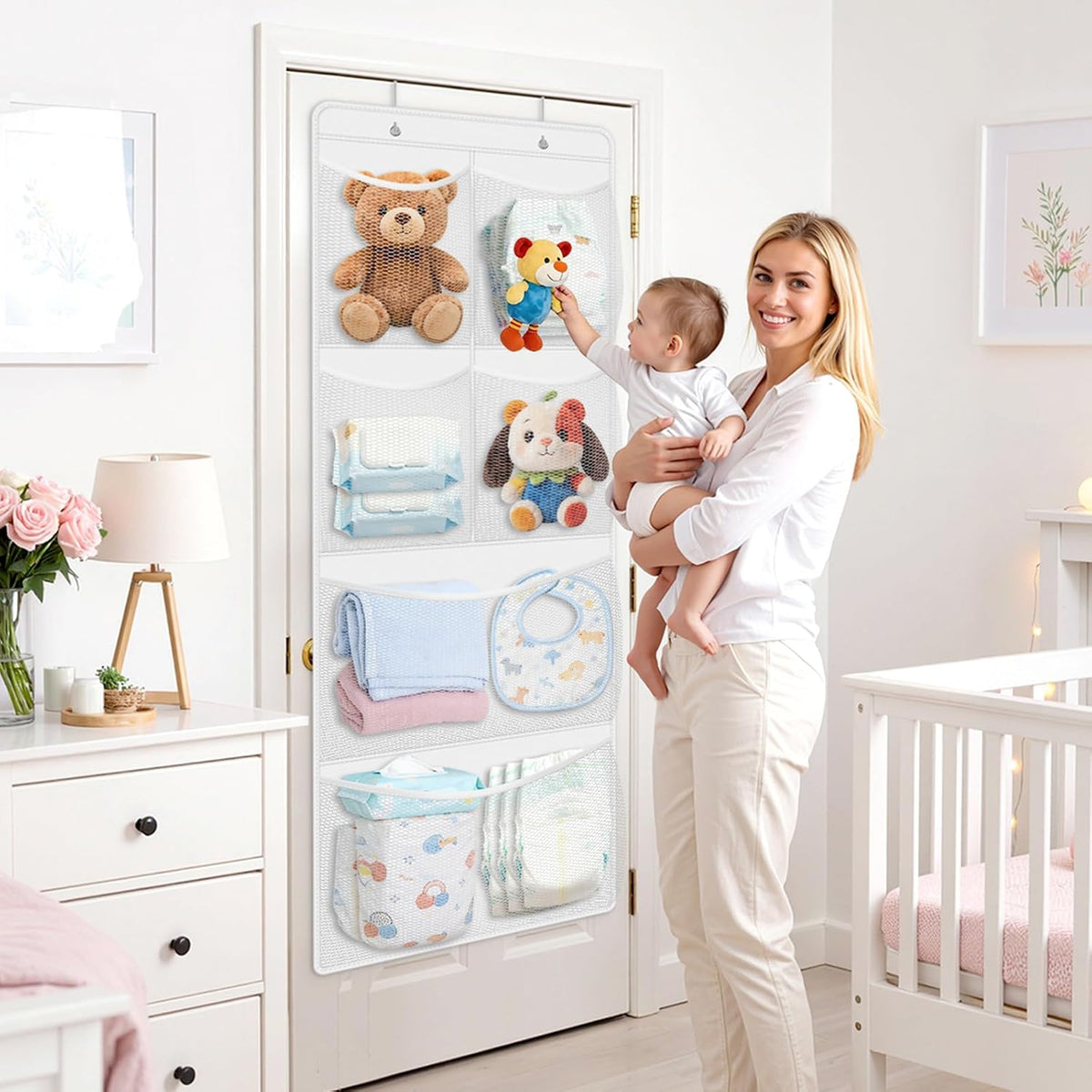 Stuffed Animal Storage, Large Over the Door Organizer, White