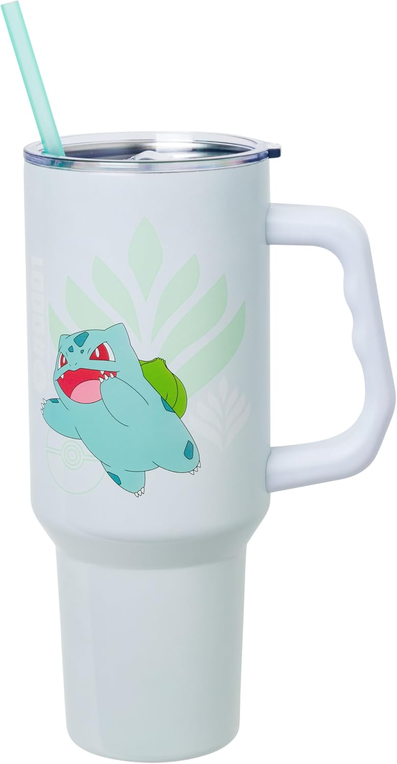 Lilo and Stitch Wink Face, Stainless Steel Tumbler, 40oz | Make Some Waves, Rhinestone, Disney, Double Walled, Includes Handle and Straw, Fits in Cup Holder, 1.18 Liters - Colors B