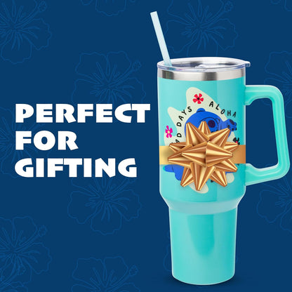 Lilo and Stitch Wink Face, Stainless Steel Tumbler, 40oz | Make Some Waves, Rhinestone, Disney, Double Walled, Includes Handle and Straw, Fits in Cup Holder, 1.18 Liters - Colors B