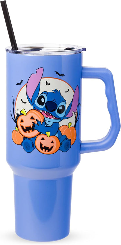 Lilo and Stitch Wink Face, Stainless Steel Tumbler, 40oz | Make Some Waves, Rhinestone, Disney, Double Walled, Includes Handle and Straw, Fits in Cup Holder, 1.18 Liters - Colors B