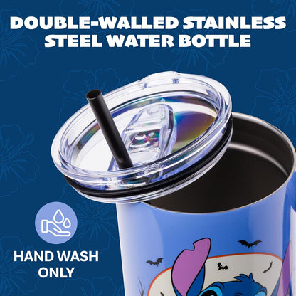 Lilo and Stitch Wink Face, Stainless Steel Tumbler, 40oz | Make Some Waves, Rhinestone, Disney, Double Walled, Includes Handle and Straw, Fits in Cup Holder, 1.18 Liters - Colors B
