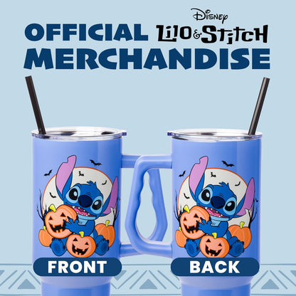 Lilo and Stitch Wink Face, Stainless Steel Tumbler, 40oz | Make Some Waves, Rhinestone, Disney, Double Walled, Includes Handle and Straw, Fits in Cup Holder, 1.18 Liters - Colors B
