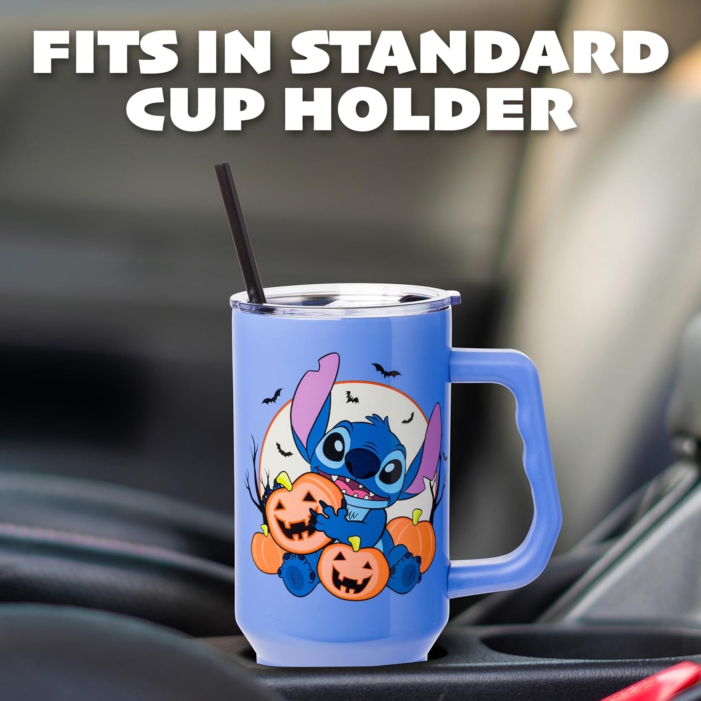 Lilo and Stitch Wink Face, Stainless Steel Tumbler, 40oz | Make Some Waves, Rhinestone, Disney, Double Walled, Includes Handle and Straw, Fits in Cup Holder, 1.18 Liters - Colors B