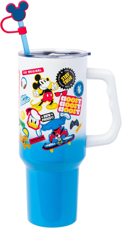 Lilo and Stitch Wink Face, Stainless Steel Tumbler, 40oz | Make Some Waves, Rhinestone, Disney, Double Walled, Includes Handle and Straw, Fits in Cup Holder, 1.18 Liters - Colors B