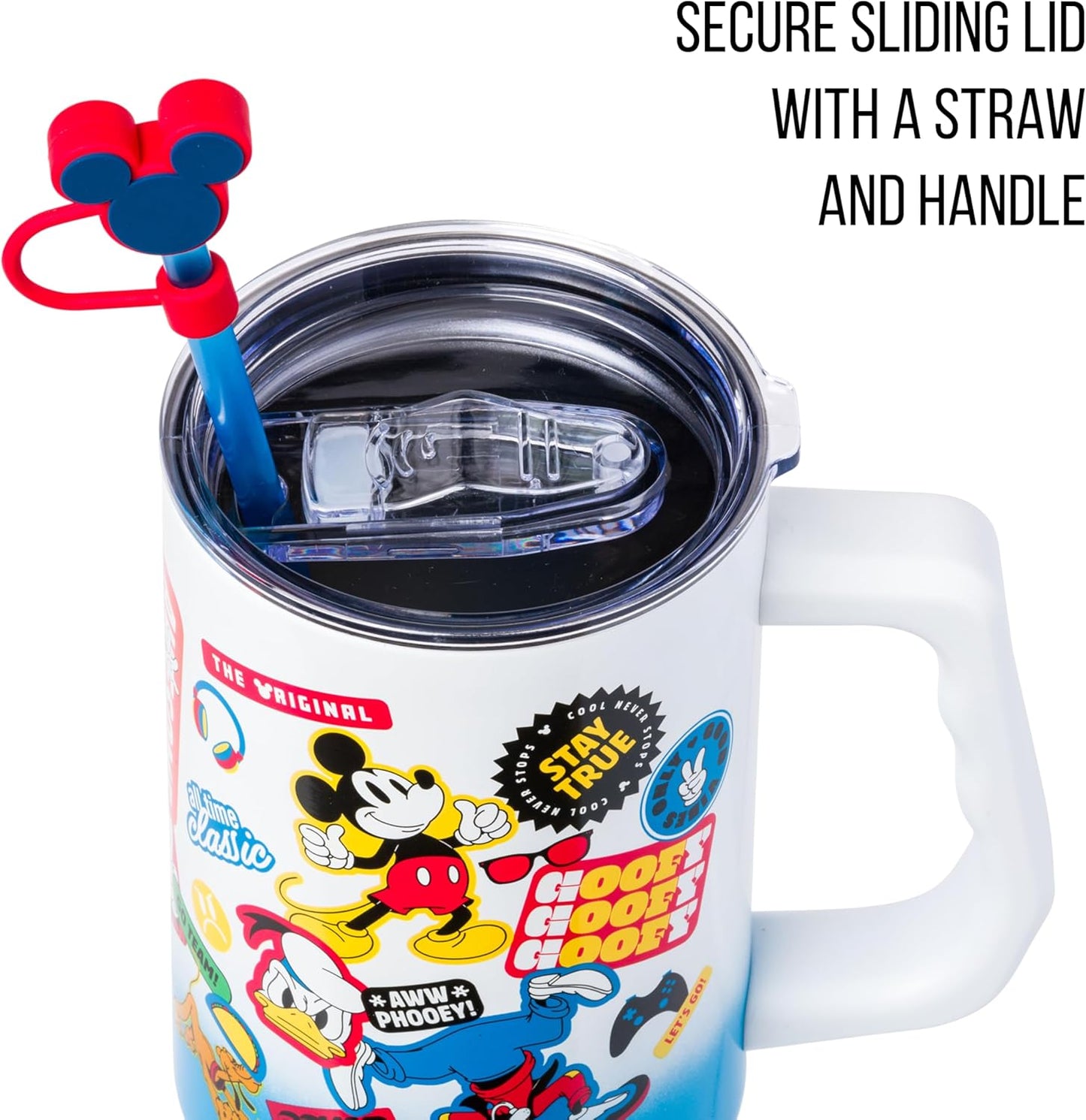 Lilo and Stitch Wink Face, Stainless Steel Tumbler, 40oz | Make Some Waves, Rhinestone, Disney, Double Walled, Includes Handle and Straw, Fits in Cup Holder, 1.18 Liters - Colors B