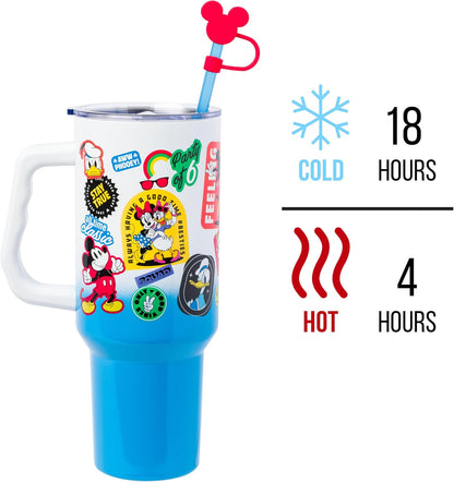 Lilo and Stitch Wink Face, Stainless Steel Tumbler, 40oz | Make Some Waves, Rhinestone, Disney, Double Walled, Includes Handle and Straw, Fits in Cup Holder, 1.18 Liters - Colors B