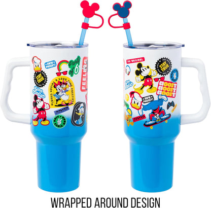 Lilo and Stitch Wink Face, Stainless Steel Tumbler, 40oz | Make Some Waves, Rhinestone, Disney, Double Walled, Includes Handle and Straw, Fits in Cup Holder, 1.18 Liters - Colors B