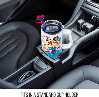 Lilo and Stitch Wink Face, Stainless Steel Tumbler, 40oz | Make Some Waves, Rhinestone, Disney, Double Walled, Includes Handle and Straw, Fits in Cup Holder, 1.18 Liters - Colors B