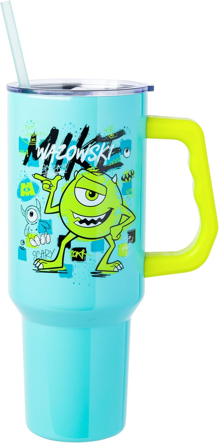 Lilo and Stitch Wink Face, Stainless Steel Tumbler, 40oz | Make Some Waves, Rhinestone, Disney, Double Walled, Includes Handle and Straw, Fits in Cup Holder, 1.18 Liters - Colors B
