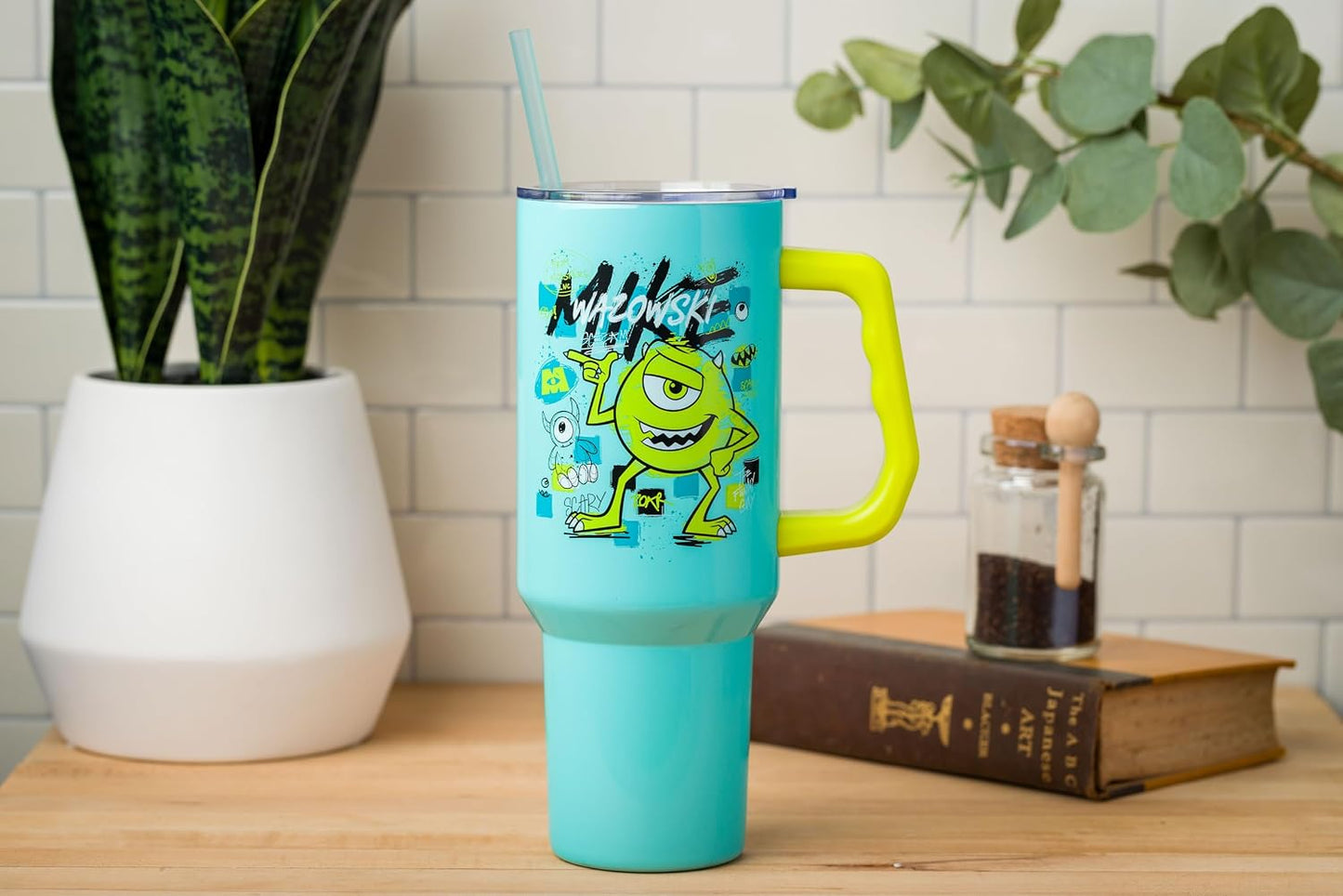 Lilo and Stitch Wink Face, Stainless Steel Tumbler, 40oz | Make Some Waves, Rhinestone, Disney, Double Walled, Includes Handle and Straw, Fits in Cup Holder, 1.18 Liters - Colors B